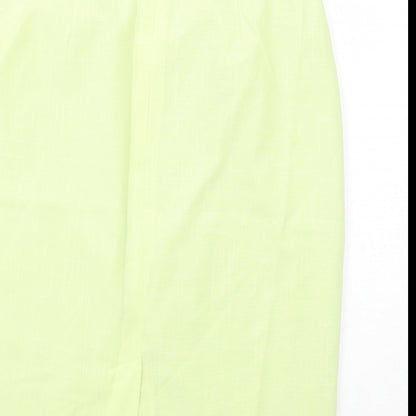 Premium Womens Green Viscose A-Line Skirt Size 16 Zip