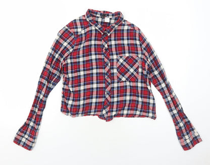 Womens UK Size 10 H&M Red Basic Button-Up