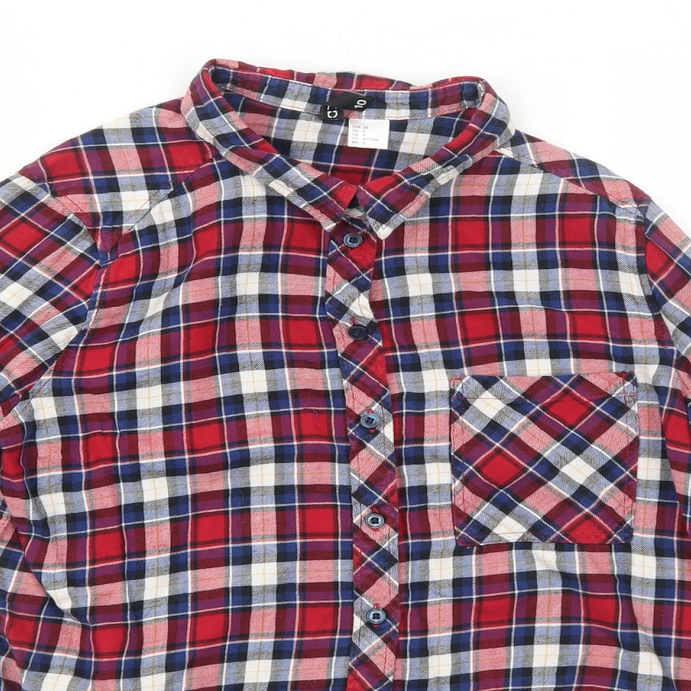 Womens UK Size 10 H&M Red Basic Button-Up