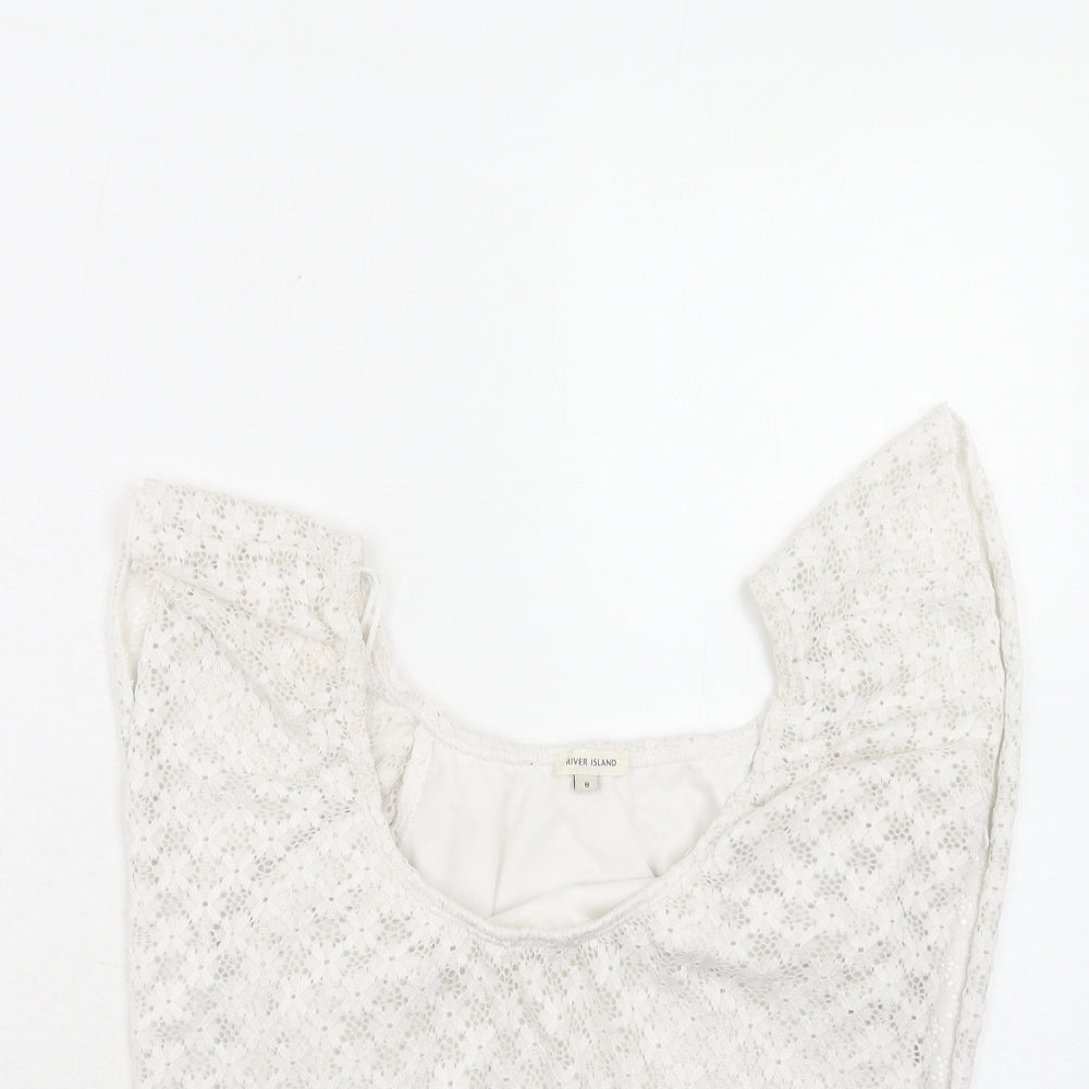 Womens UK Size 8 River Island White Basic Blouse