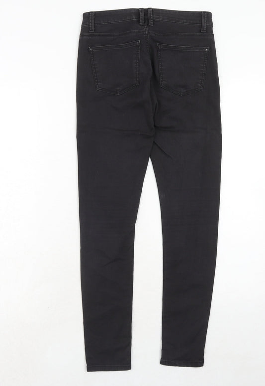 Topshop Womens Black Cotton Skinny Jeans Size 26 in L30 in Regular Zip