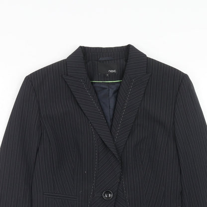 NEXT Womens Black Striped Polyester Jacket Suit Jacket Size 14