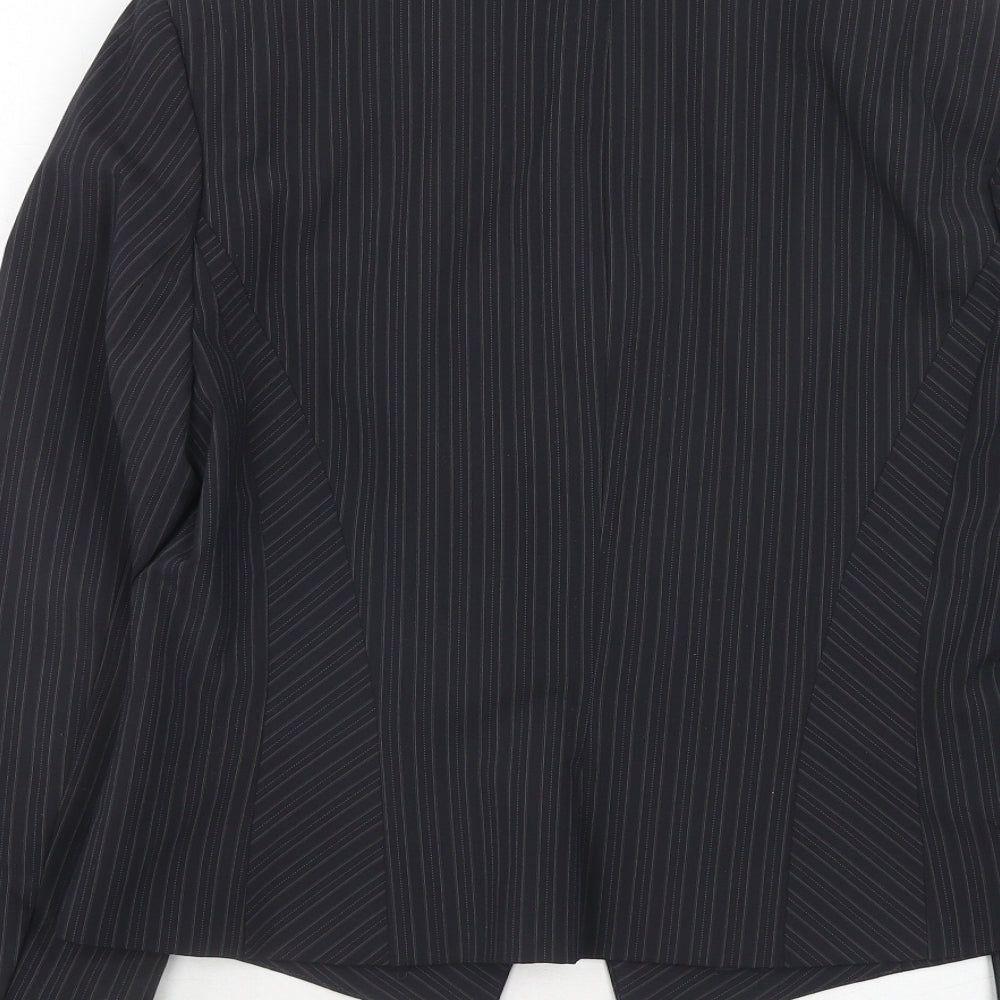 NEXT Womens Black Striped Polyester Jacket Suit Jacket Size 14