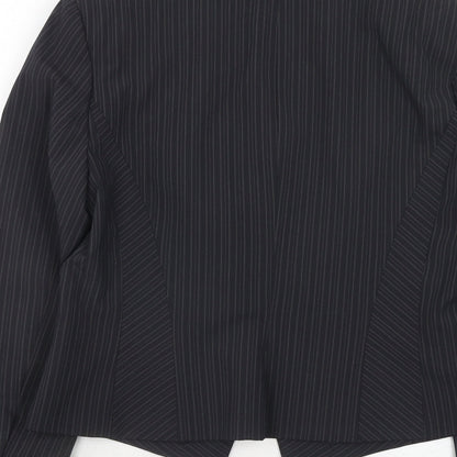 NEXT Womens Black Striped Polyester Jacket Suit Jacket Size 14