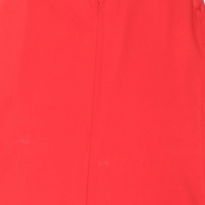 Oasis Womens Red Polyester Shift Size 12 Boat Neck Button - Crocheted Lace Detail