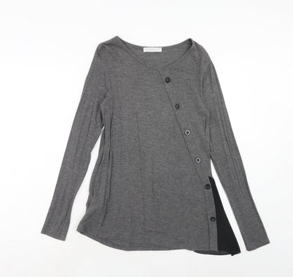 Risskio Womens Grey Round Neck Polyester Pullover Jumper Size S