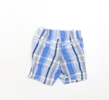 H&M Boys Blue Plaid Cotton Bermuda Shorts Size 2 Years Regular Zip
