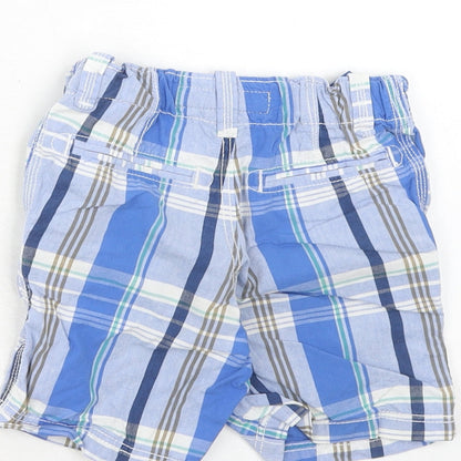 H&M Boys Blue Plaid Cotton Bermuda Shorts Size 2 Years Regular Zip