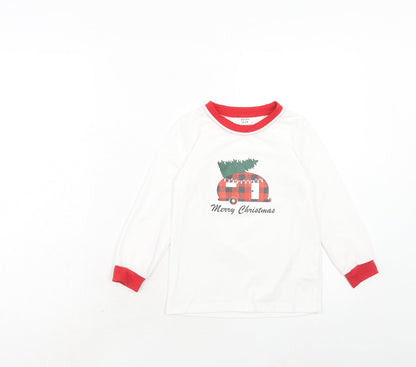 PatPat Girls White Polyester Pullover T-Shirt Size 6-7 Years Round Neck Pullover - Christmas