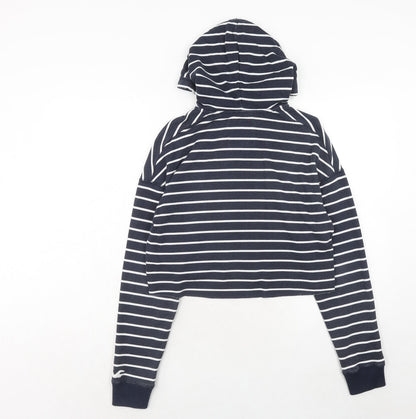 Hollister Womens Blue Striped Cotton Pullover Hoodie Size XS Zip