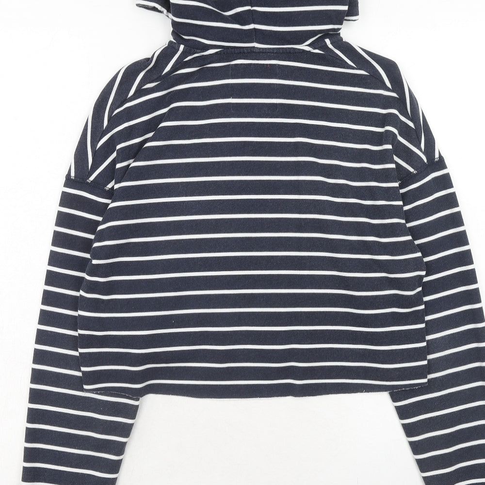 Hollister Womens Blue Striped Cotton Pullover Hoodie Size XS Zip