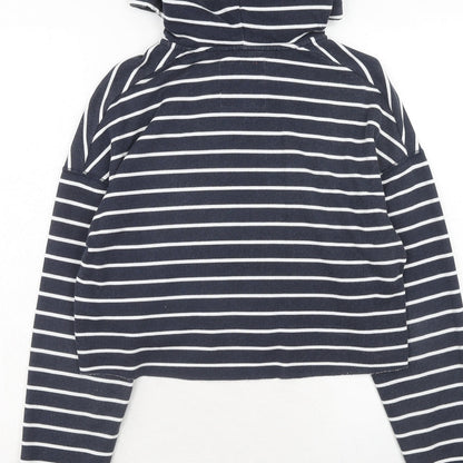Hollister Womens Blue Striped Cotton Pullover Hoodie Size XS Zip