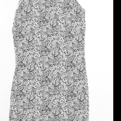 New Look Womens Black Paisley Viscose Mini Size 10 Round Neck Pullover