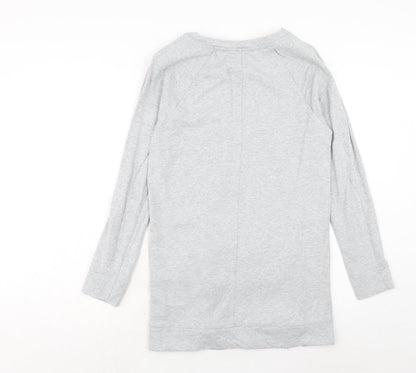 NEXT Womens Grey Cotton Jumper Dress Size 8 Boat Neck Pullover