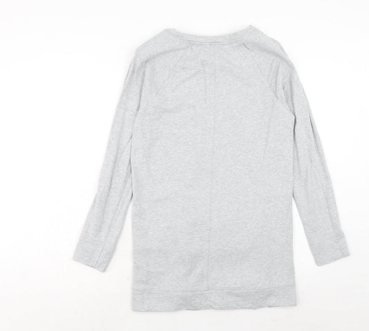 NEXT Womens Grey Cotton Jumper Dress Size 8 Boat Neck Pullover