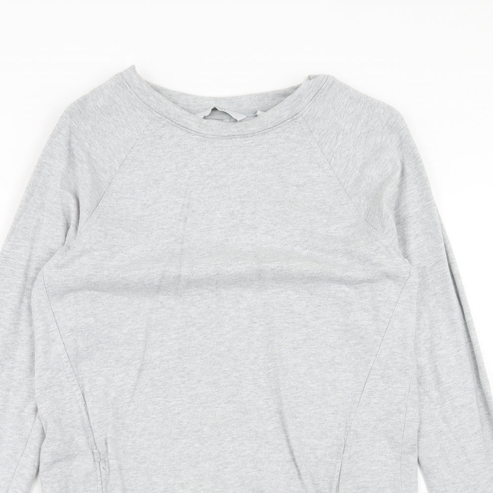 NEXT Womens Grey Cotton Jumper Dress Size 8 Boat Neck Pullover