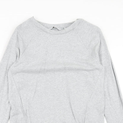 NEXT Womens Grey Cotton Jumper Dress Size 8 Boat Neck Pullover