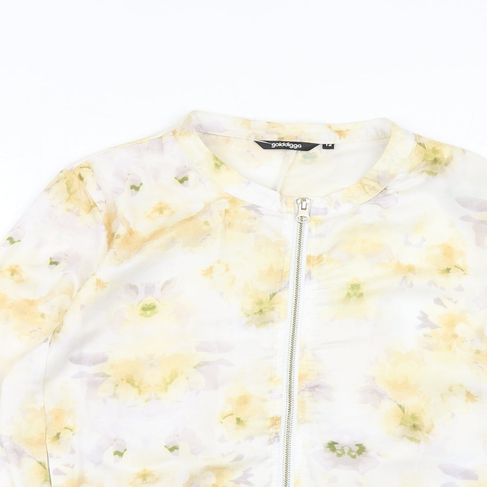 Womens UK Size 12 Golddigga Yellow Bomber Jacket