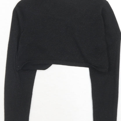 H&M Girls Black Scoop Neck Cotton Shrug Jumper Size 4-5 Years Button