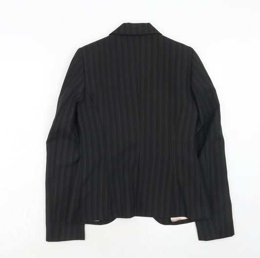 New Look Womens Black Striped Polyester Jacket Suit Jacket Size 10