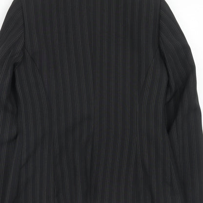 New Look Womens Black Striped Polyester Jacket Suit Jacket Size 10