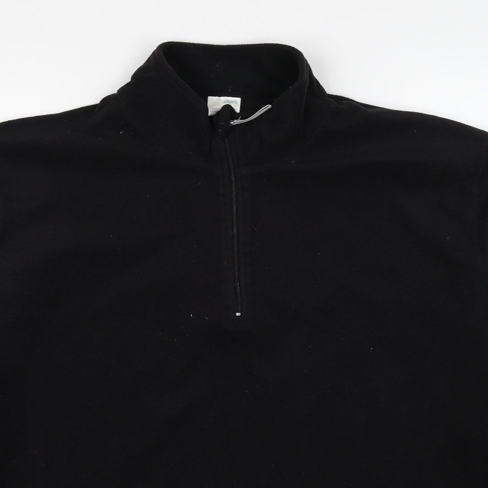 Sports Mens Black Polyester Pullover Sweatshirt Size XL
