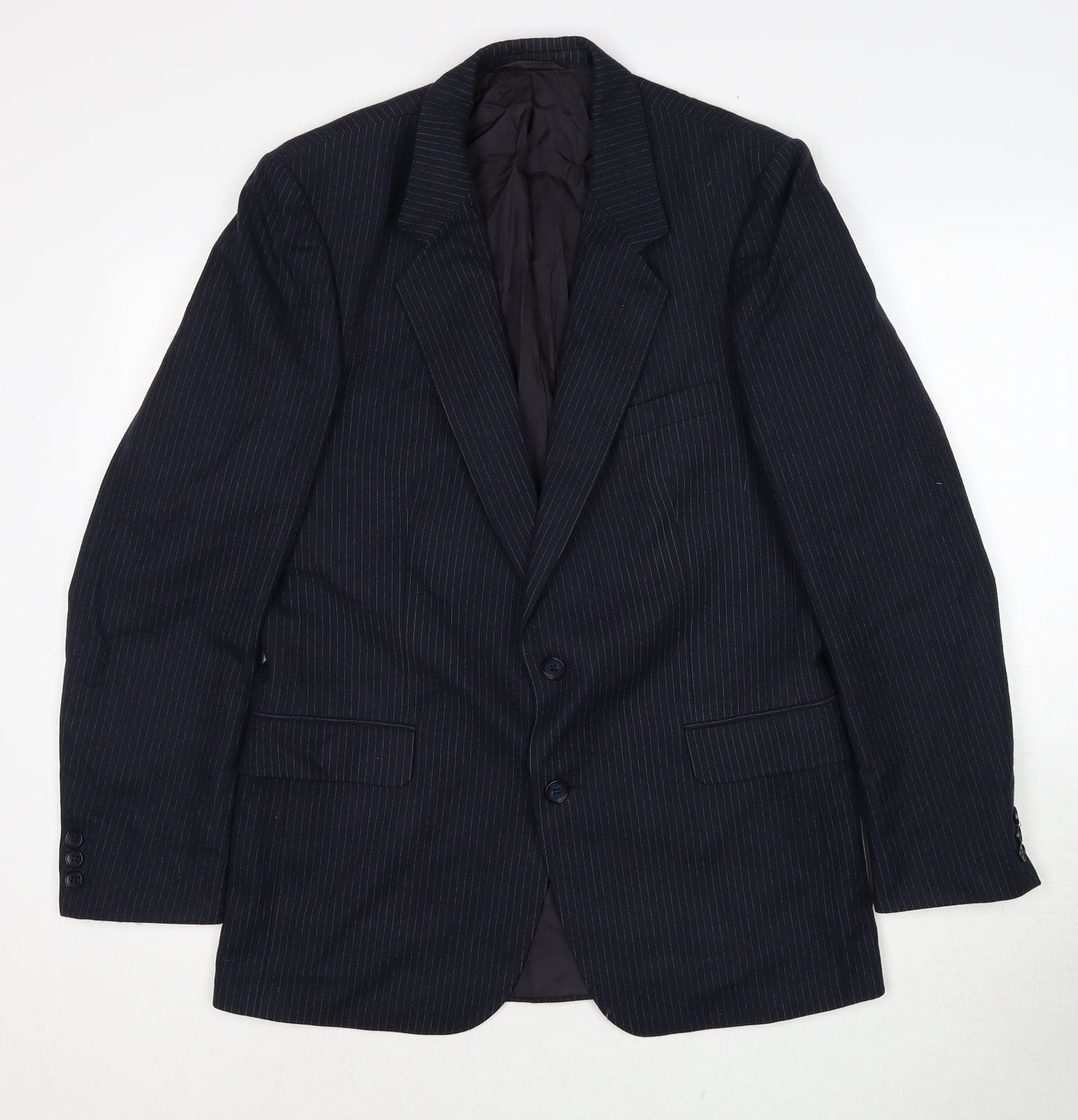 Anthony Loretto Mens Blue Striped Wool Jacket Suit Jacket Size 40 Regular