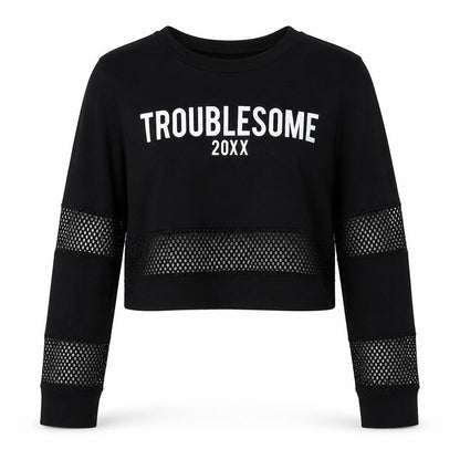 Stylewise Womens Black Viscose Pullover Sweatshirt Size S Pullover - Troublesome Size S-M