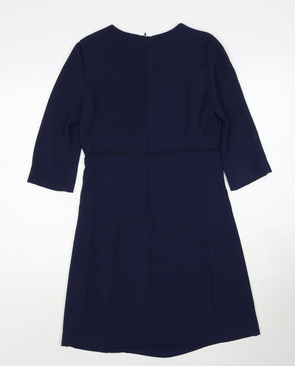 Zara Womens Blue Polyester A-Line Size S Boat Neck Zip