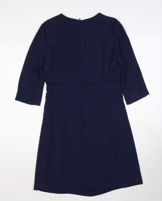 Zara Womens Blue Polyester A-Line Size S Boat Neck Zip