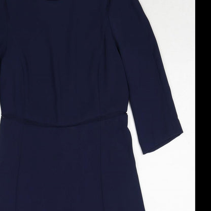 Zara Womens Blue Polyester A-Line Size S Boat Neck Zip