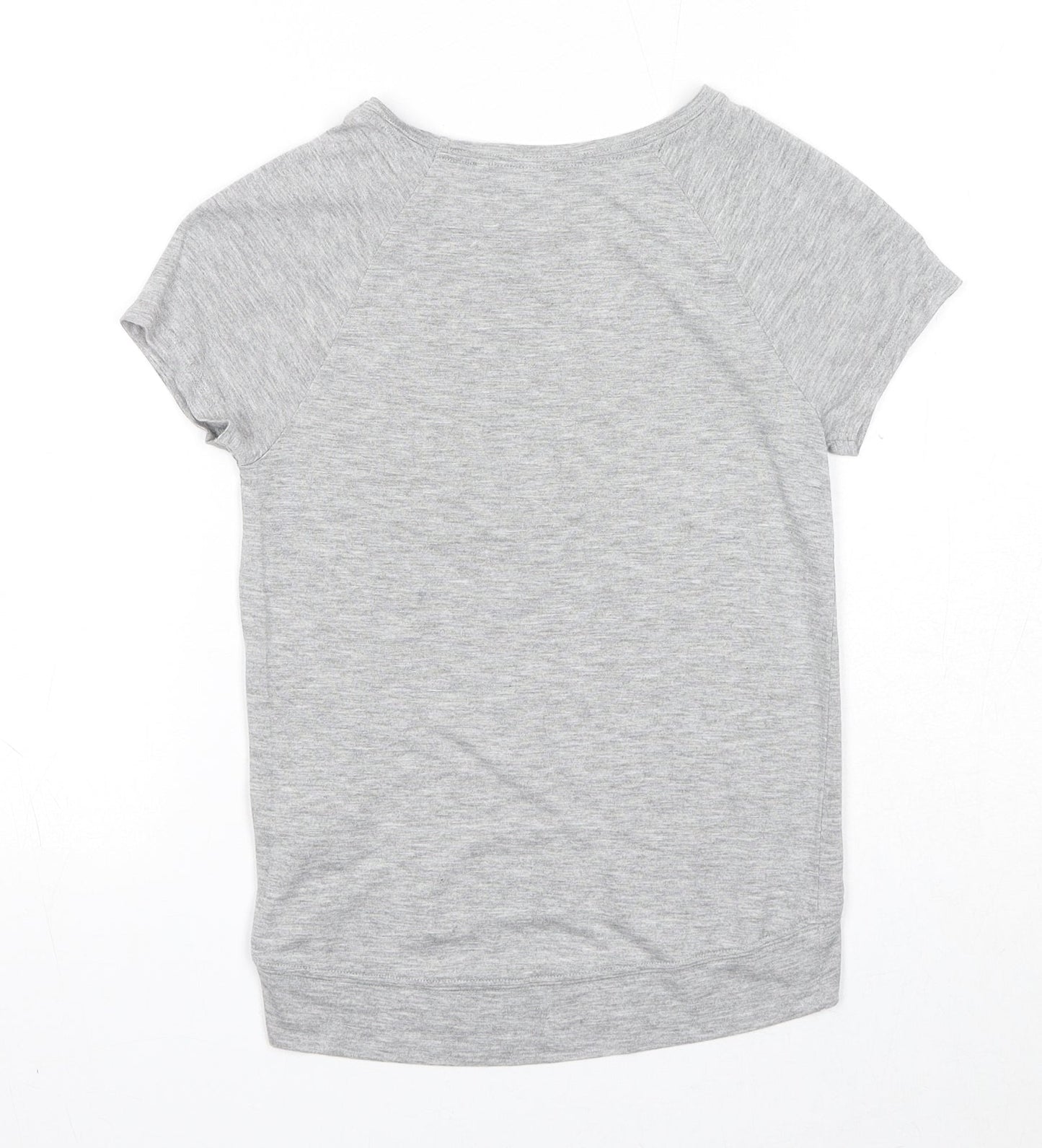 NEXT Girls Grey Viscose Pullover T-Shirt Size 6 Years Boat Neck Pullover - Believe Achieve