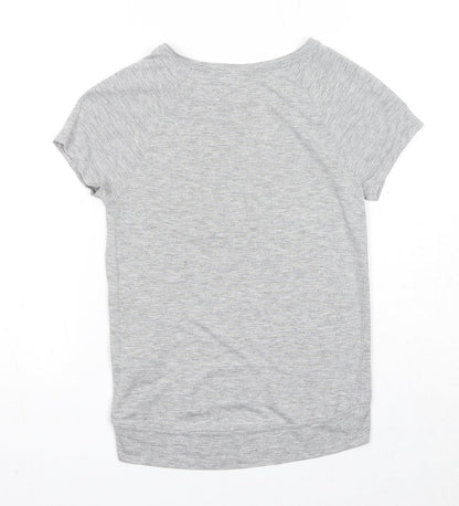 NEXT Girls Grey Viscose Pullover T-Shirt Size 6 Years Boat Neck Pullover - Believe Achieve