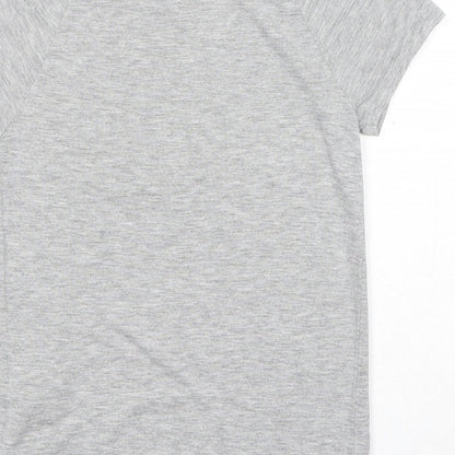 NEXT Girls Grey Viscose Pullover T-Shirt Size 6 Years Boat Neck Pullover - Believe Achieve