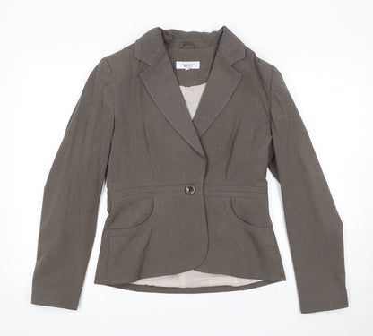 NEXT Womens Brown Striped Polyester Jacket Blazer Size 12