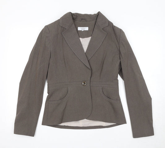 NEXT Womens Brown Striped Polyester Jacket Blazer Size 12