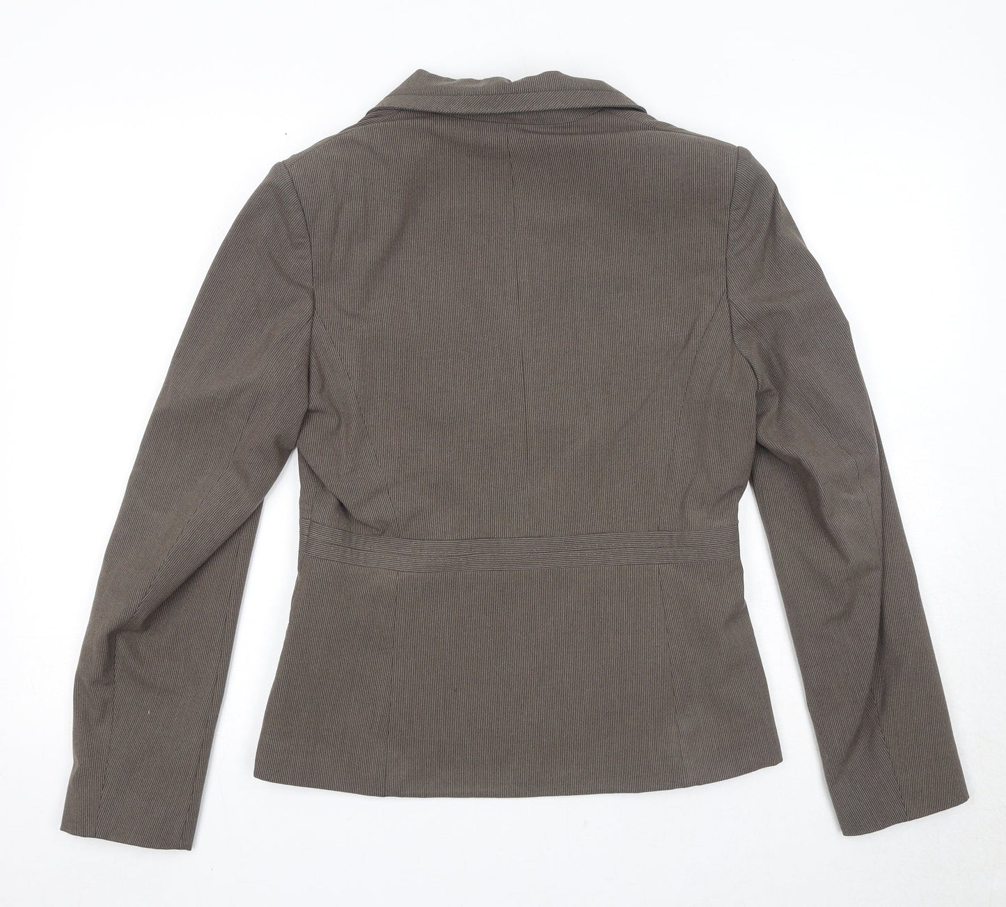 NEXT Womens Brown Striped Polyester Jacket Blazer Size 12