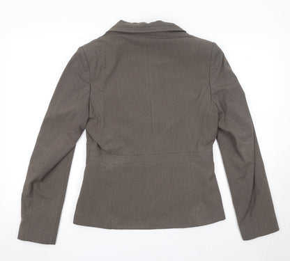 NEXT Womens Brown Striped Polyester Jacket Blazer Size 12