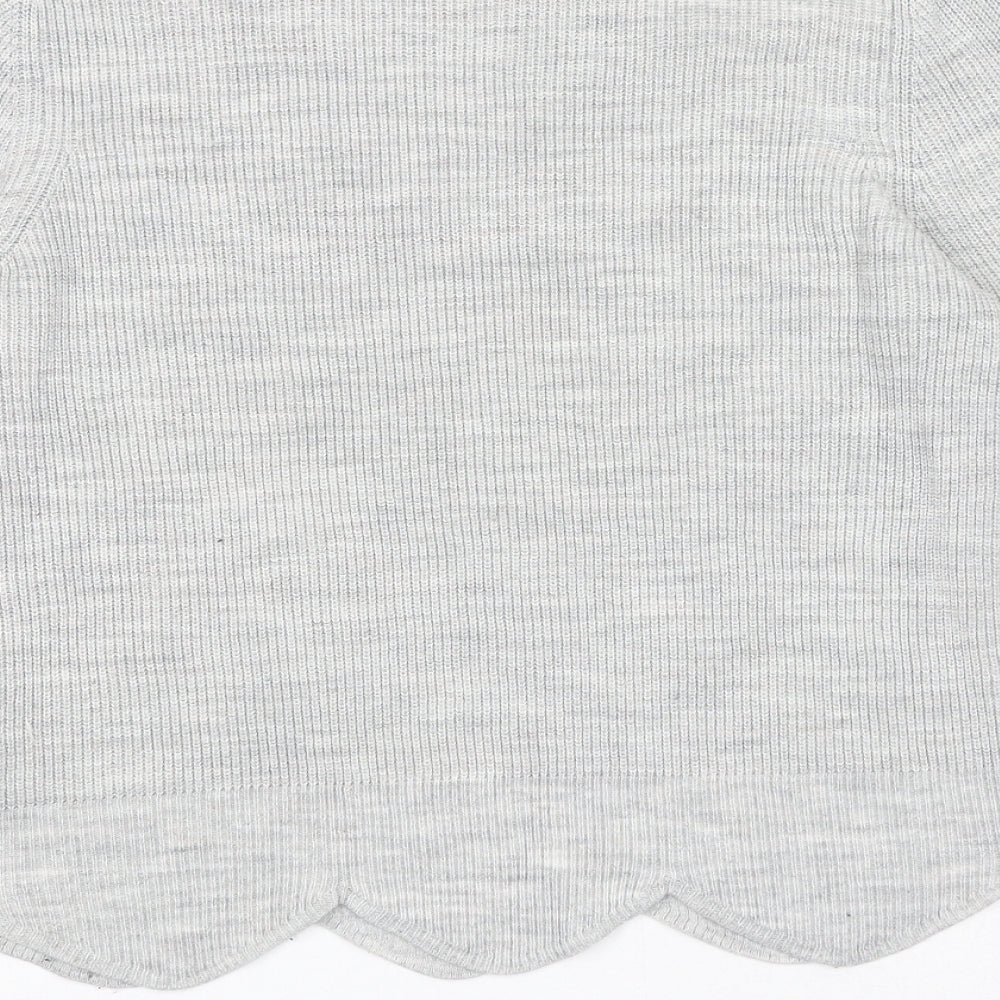 Brand and care label for Camaieu women’s grey round neck acrylic jumper, size S