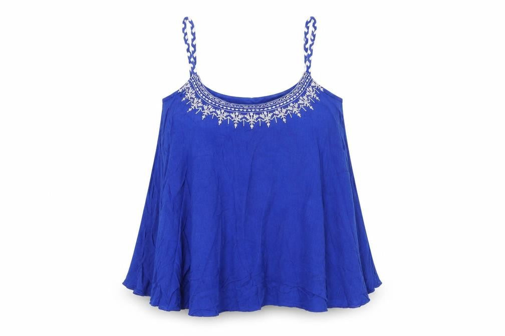 Womens UK Size S Mango Blue Basic Tank