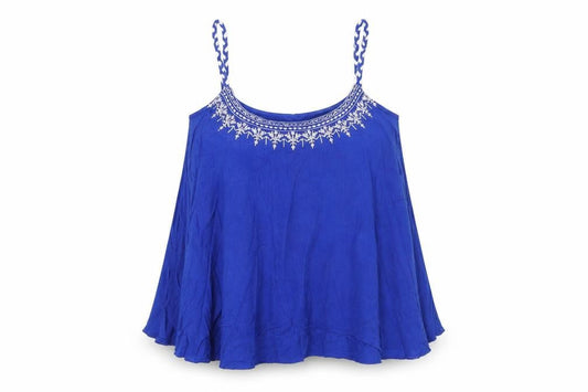 Womens UK Size S Mango Blue Basic Tank