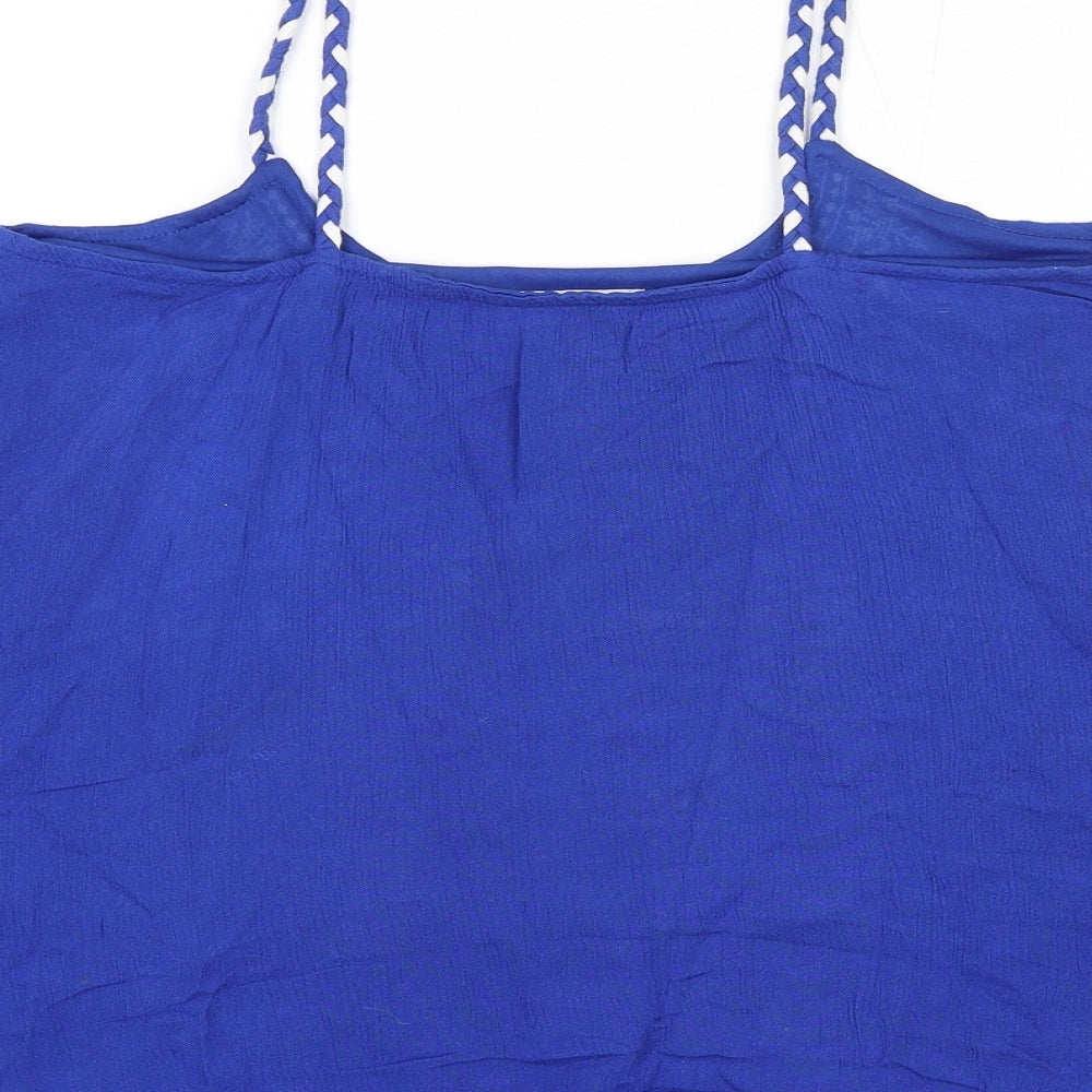 Womens UK Size S Mango Blue Basic Tank