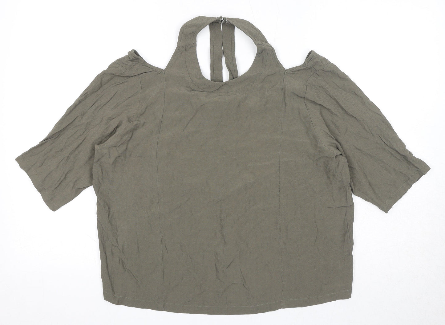 Light Before Dark Womens Green Viscose Basic Blouse Size M Round Neck