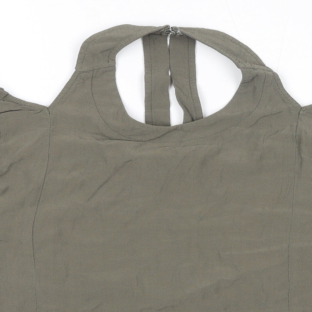 Light Before Dark Womens Green Viscose Basic Blouse Size M Round Neck