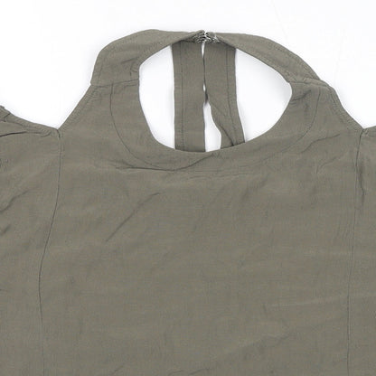 Light Before Dark Womens Green Viscose Basic Blouse Size M Round Neck