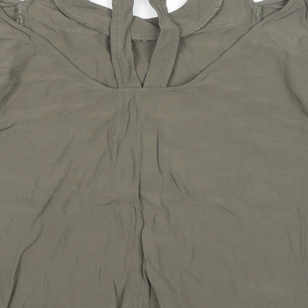 Light Before Dark Womens Green Viscose Basic Blouse Size M Round Neck