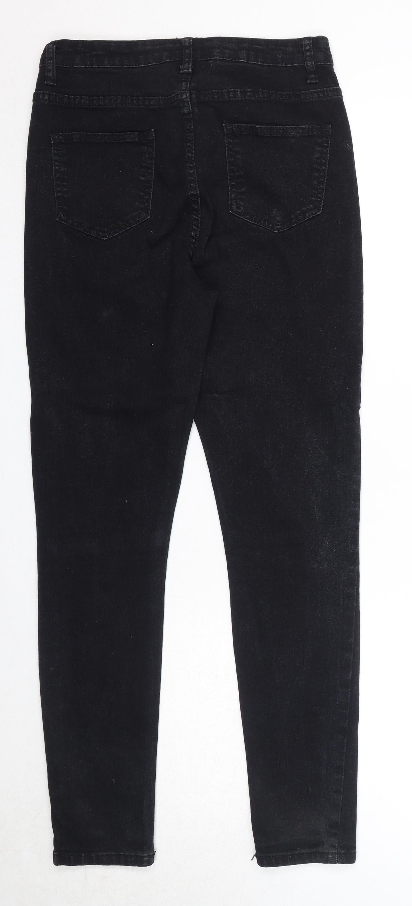 Boohoo Womens Black Cotton Skinny Jeans Size 10 Regular Zip