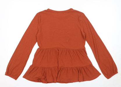 Womens UK Size 10 New Look Orange Basic Blouse