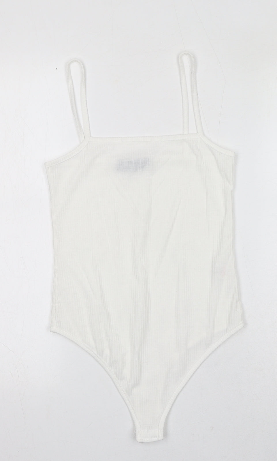 PRETTYLITTLETHING Womens White Polyester Bodysuit One-Piece Size 10 Snap