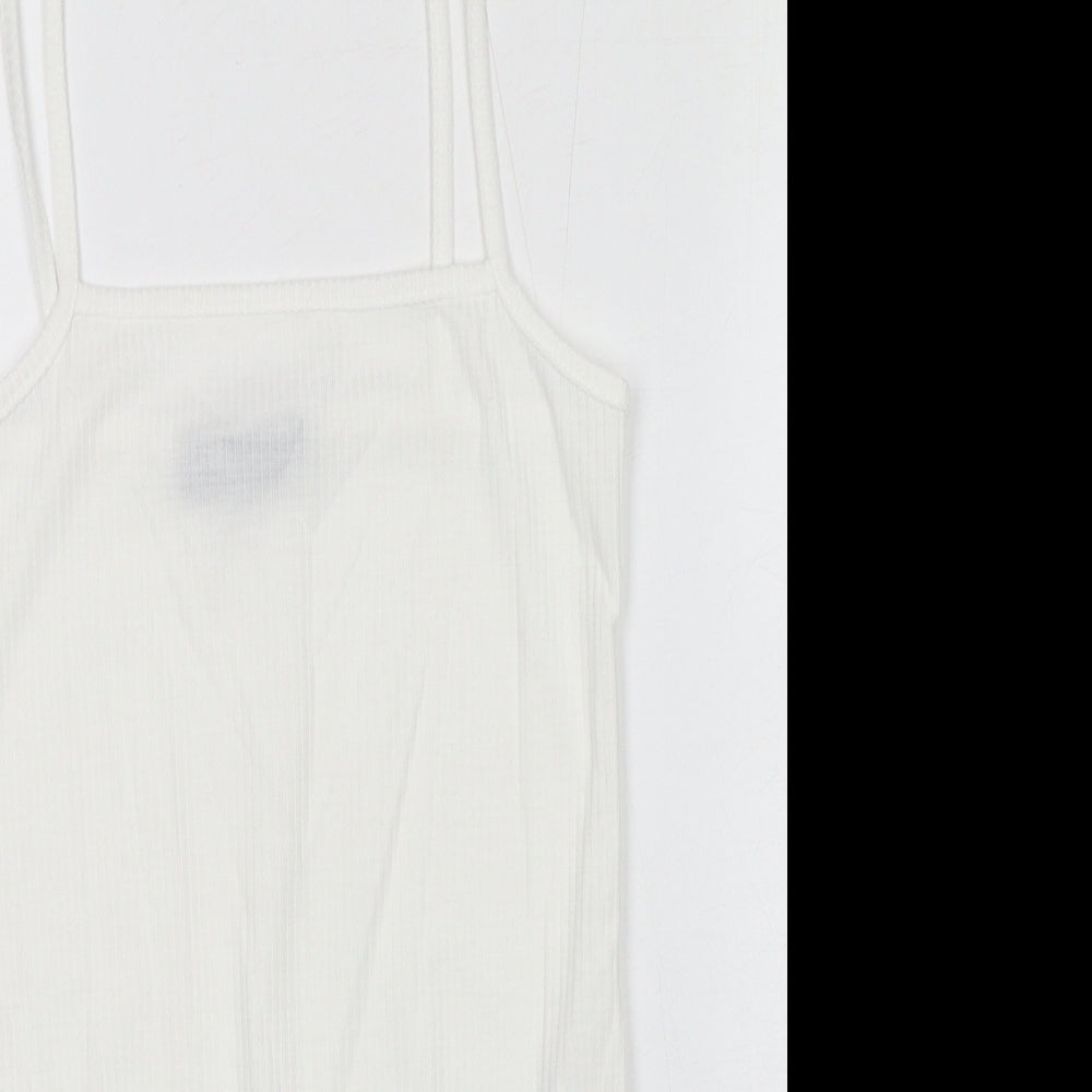 PRETTYLITTLETHING Womens White Polyester Bodysuit One-Piece Size 10 Snap